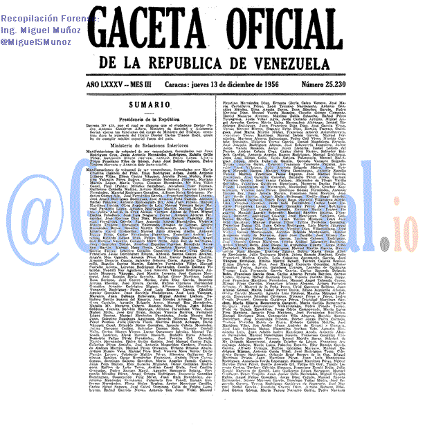 Gaceta Oficial 25230 del 13 Diciembre 1956