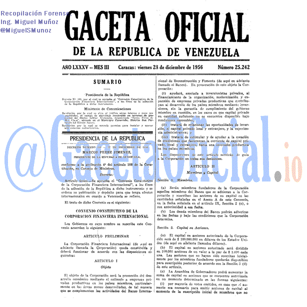 Gaceta Oficial 25242 del 28 Diciembre 1956