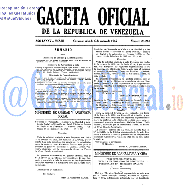 Gaceta Oficial 25248 del 5 Enero 1957