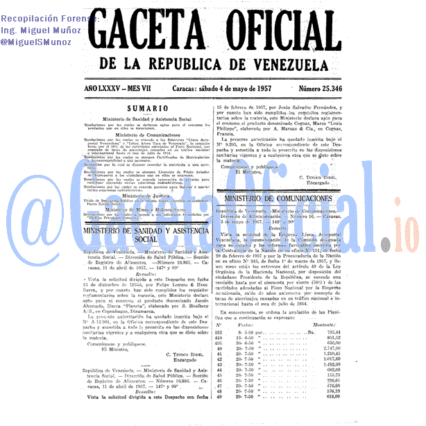 Gaceta Oficial 25346 del 4 Mayo 1957