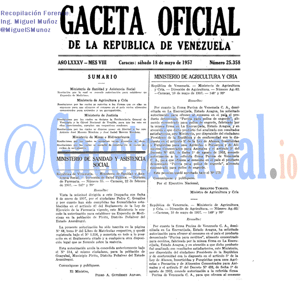 Gaceta Oficial 25358 del 18 Mayo 1957