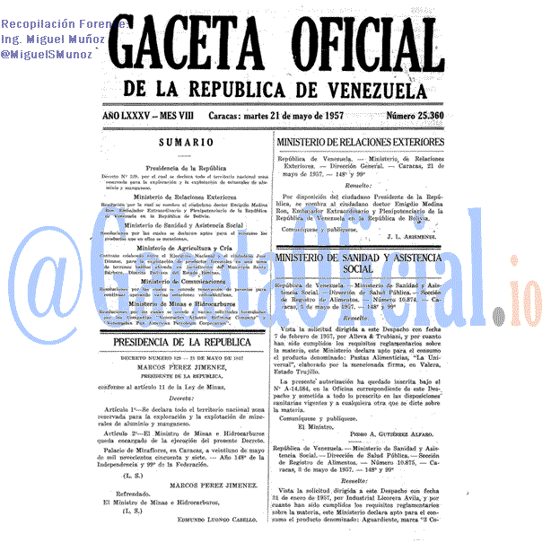 Gaceta Oficial 25360 del 21 Mayo 1957