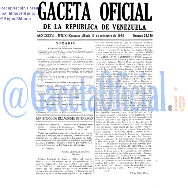 Gaceta Oficial 25759 del 13 Septiembre 1958