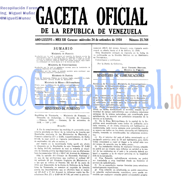 Gaceta Oficial 25768 del 24 Septiembre 1958
