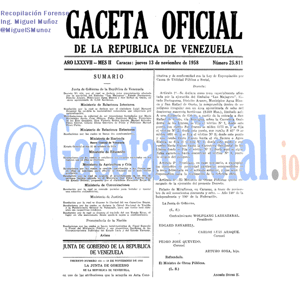 Gaceta Oficial 25811 del 13 Noviembre 1958