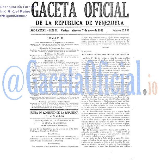 Gaceta Oficial 25856 del 7 Enero 1959
