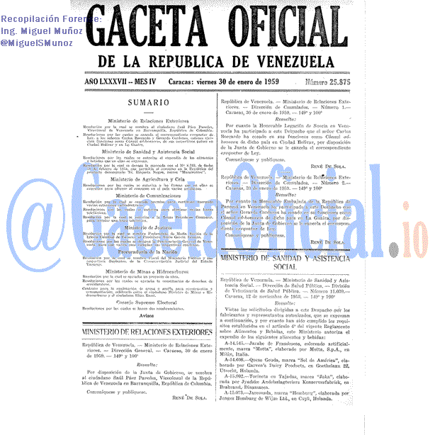 Gaceta Oficial 25875 del 30 Enero 1959