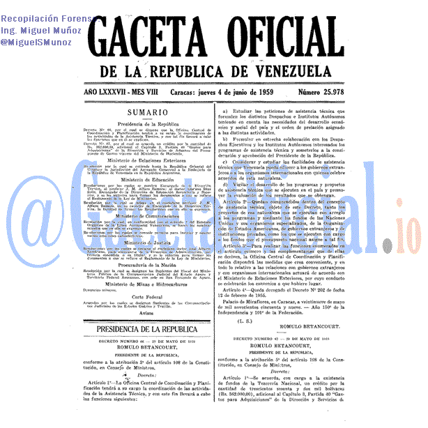 Gaceta Oficial 25978 del 4 Junio 1959