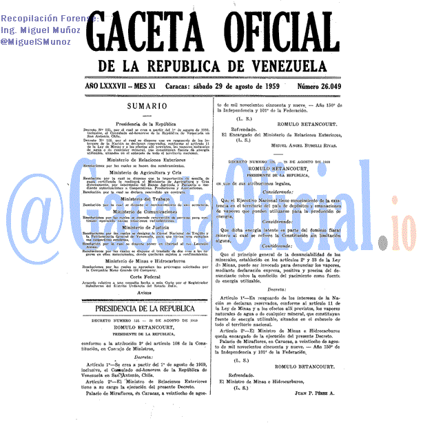 Gaceta Oficial 26049 del 29 Agosto 1959