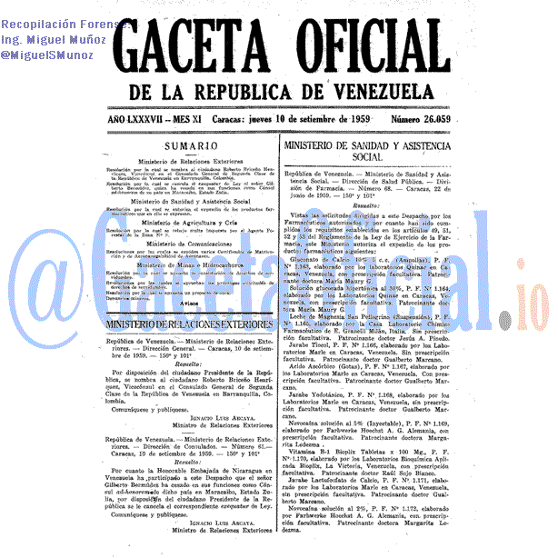 Gaceta Oficial 26059 del 10 Septiembre 1959