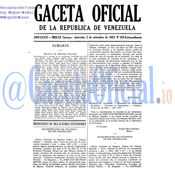 Gaceta Oficial 393 del 2 Septiembre 1953