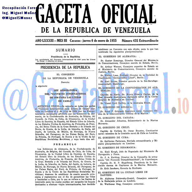 Gaceta Oficial 435 del 6 Enero 1955