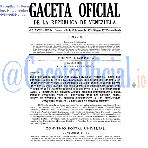Gaceta Oficial 437 del 15 Enero 1955