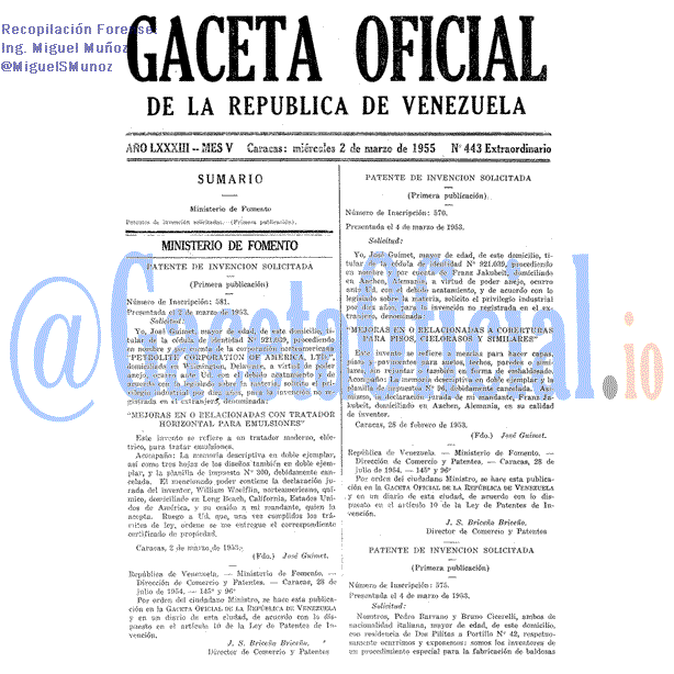 Gaceta Oficial 443 del 2 Marzo 1955