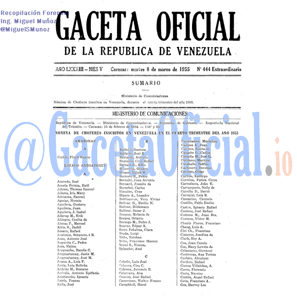 Gaceta Oficial 444 del 8 Marzo 1955