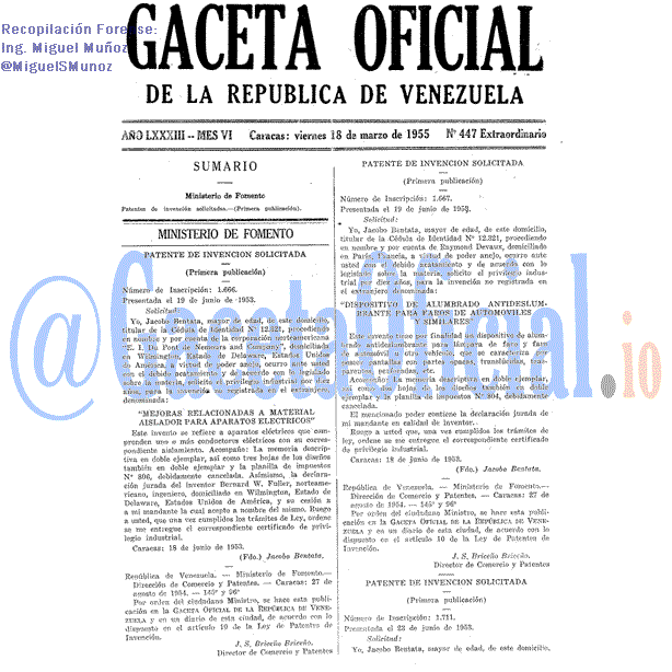 Gaceta Oficial 447 del 18 Marzo 1955