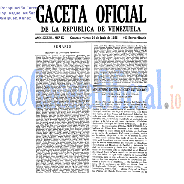Gaceta Oficial 463 del 24 Junio 1955