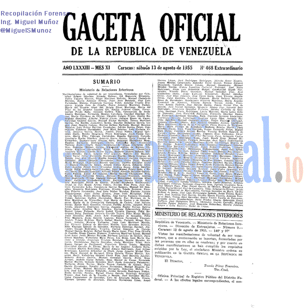 Gaceta Oficial 468 del 13 Agosto 1955