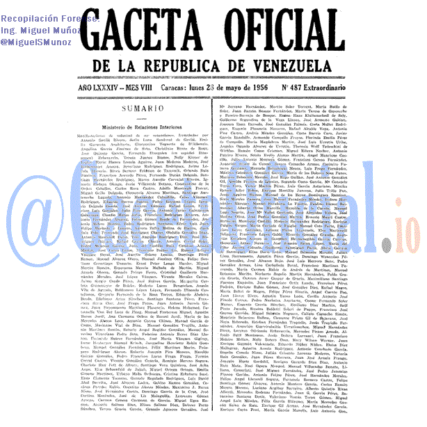 Gaceta Oficial 487 del 28 Mayo 1956