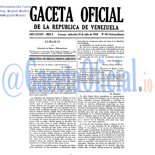 Gaceta Oficial 491 del 25 Julio 1956