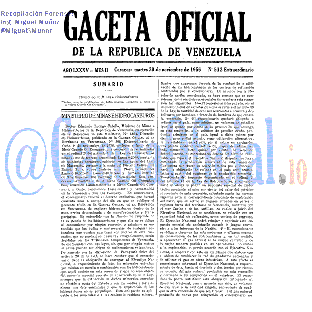 Gaceta Oficial 512 del 20 Noviembre 1956