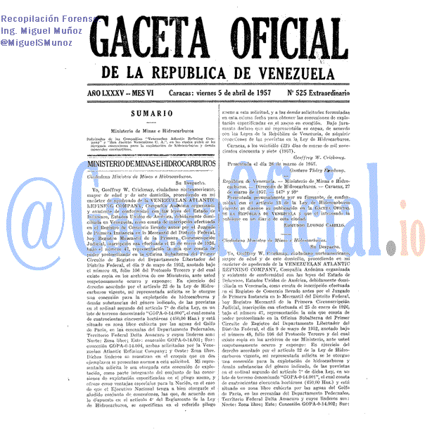 Gaceta Oficial 525 del 5 Abril 1957