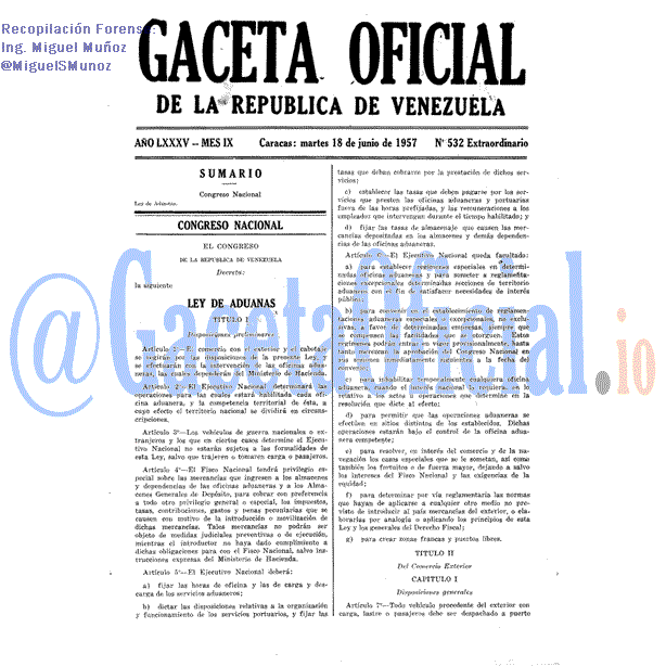 Gaceta Oficial 532 del 18 Junio 1957