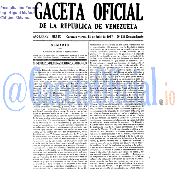 Gaceta Oficial 536 del 28 Junio 1957