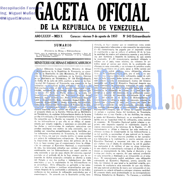 Gaceta Oficial 543 del 9 Agosto 1957