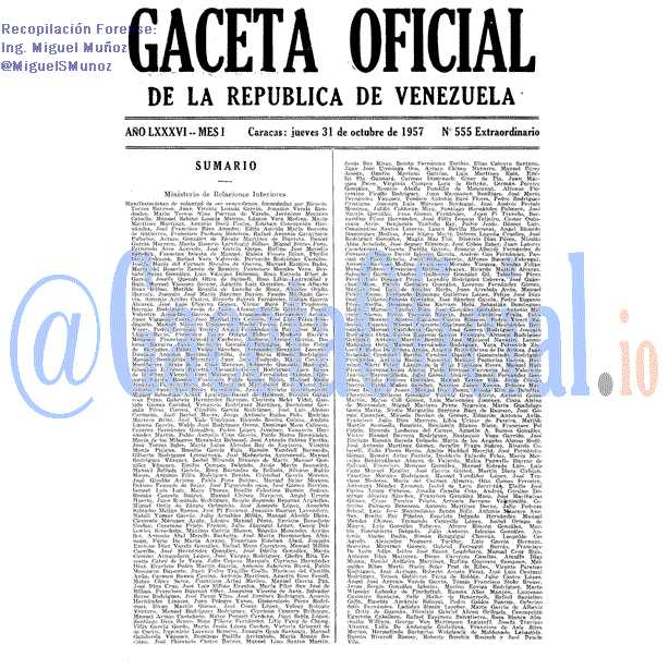 Gaceta Oficial 555 del 31 Octubre 1957