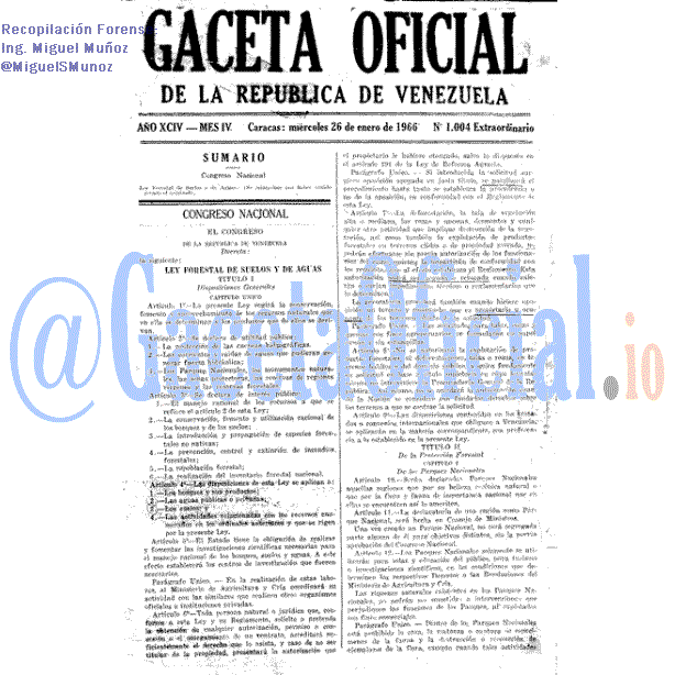 Gaceta Oficial 1004 del 26 Enero 1966
