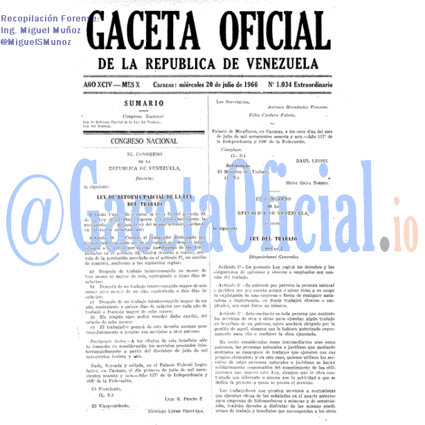 Gaceta Oficial 1034 del 20 Julio 1966