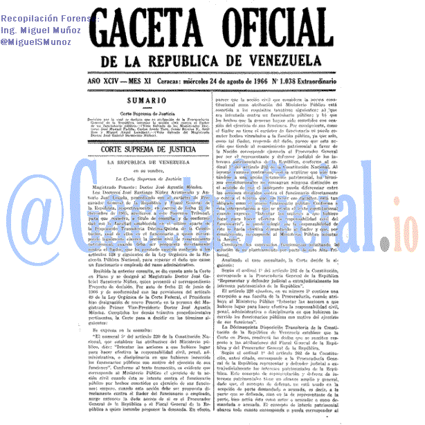 Gaceta Oficial 1038 del 24 Agosto 1966