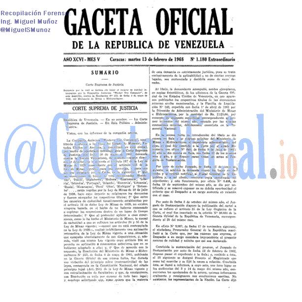 Gaceta Oficial 1180 del 13 Febrero 1968