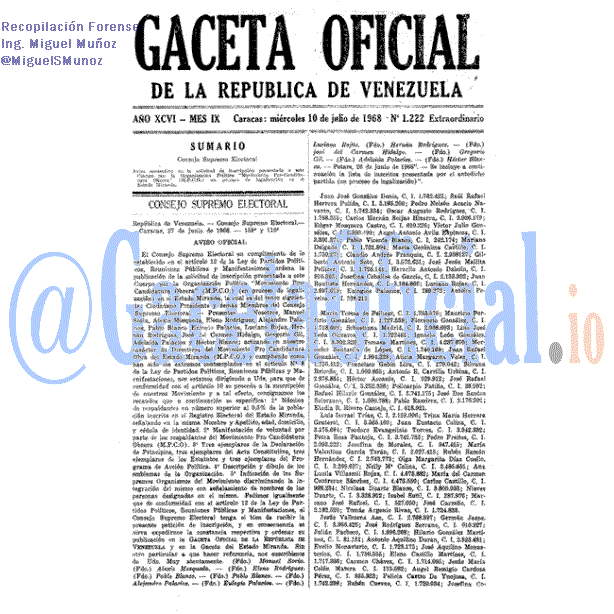 Gaceta Oficial 1222 del 10 Julio 1968