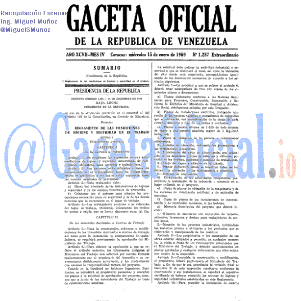 Gaceta Oficial 1257 del 15 Enero 1969