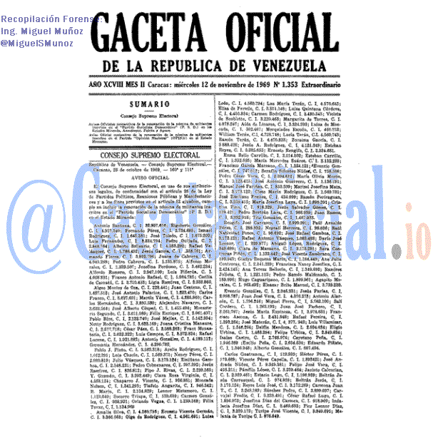 Gaceta Oficial 1353 del 12 Noviembre 1969