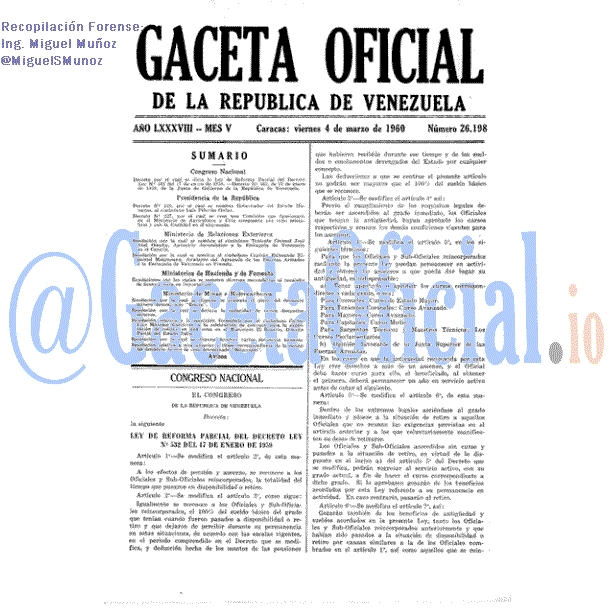 Gaceta Oficial 26198 del 4 Marzo 1960