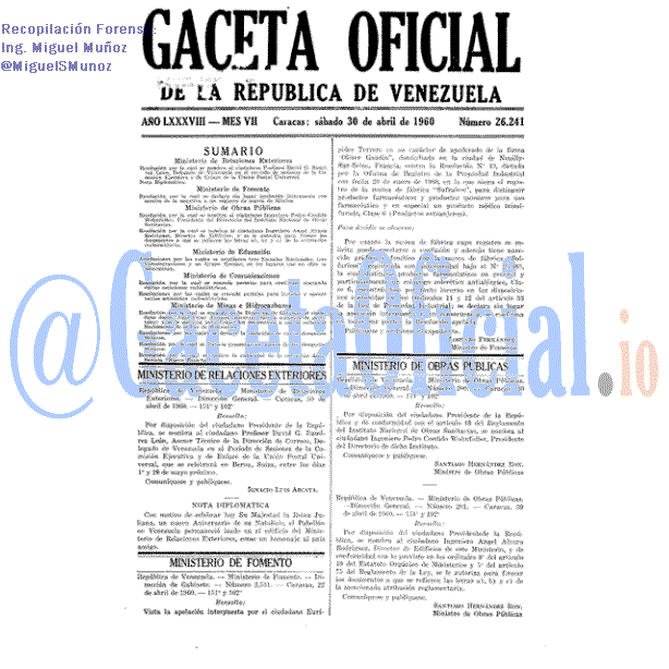 Gaceta Oficial 26241 del 30 Abril 1960