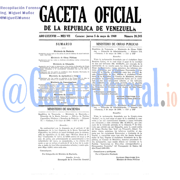 Gaceta Oficial 26245 del 5 Mayo 1960