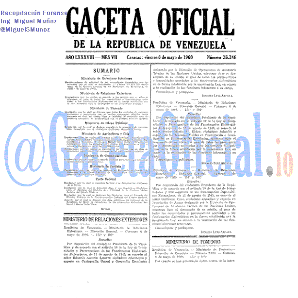 Gaceta Oficial 26246 del 6 Mayo 1960