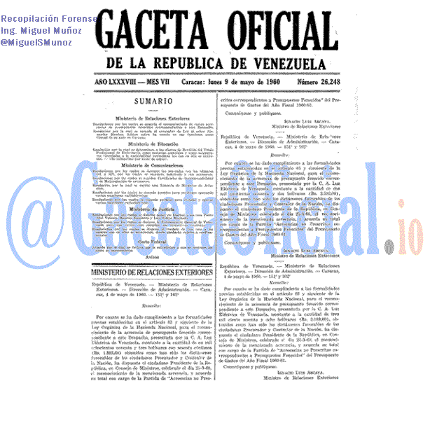 Gaceta Oficial 26248 del 9 Mayo 1960