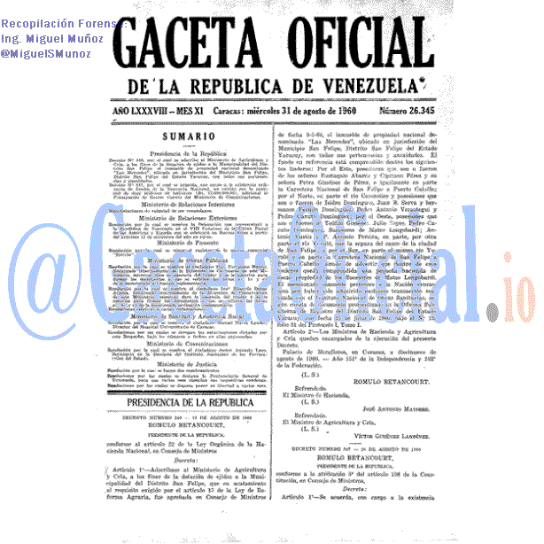 Gaceta Oficial 26345 del 31 Agosto 1960