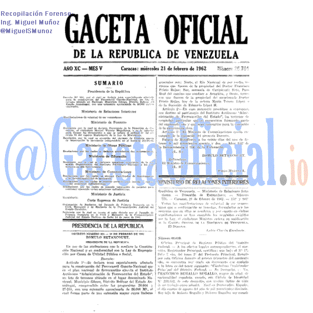 Gaceta Oficial 26784 del 21 Febrero 1962