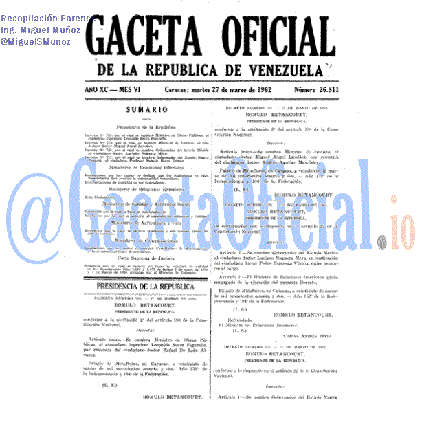 Gaceta Oficial 26811 del 27 Marzo 1962