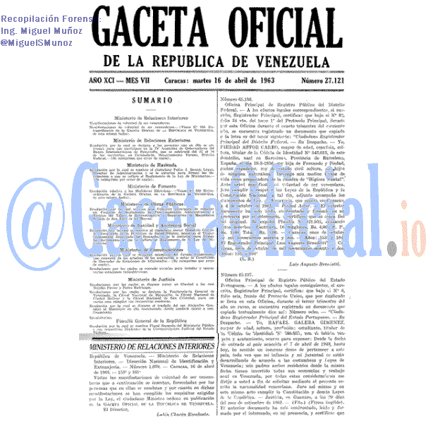 Gaceta Oficial 27121 del 16 Abril 1963