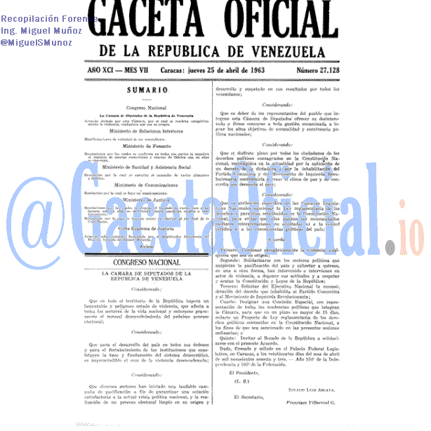Gaceta Oficial 27128 del 25 Abril 1963