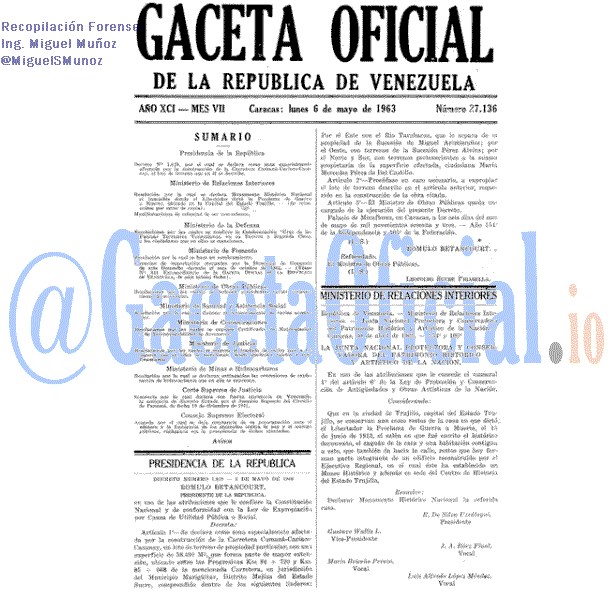 Gaceta Oficial 27136 del 6 Mayo 1963