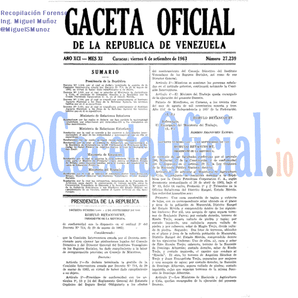 Gaceta Oficial 27239 del 6 Septiembre 1963
