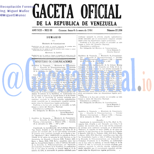 Gaceta Oficial 27336 del 6 Enero 1964